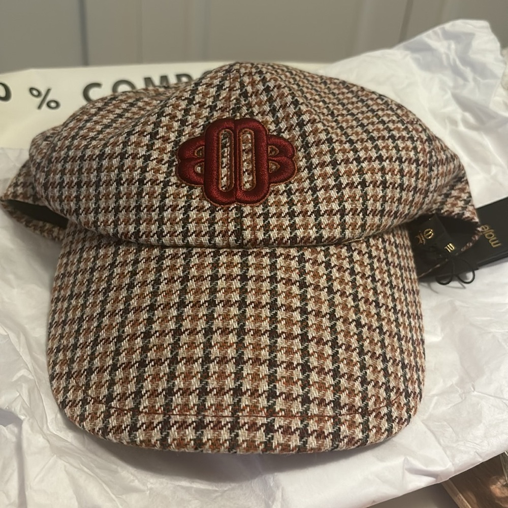 Brand new with tags. Logo-embroidered houndstooth cotton and wool-blend cap